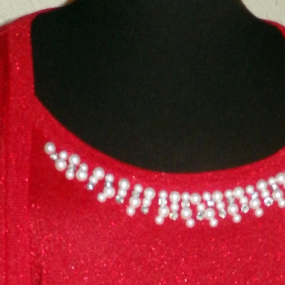 My Collection Women NWT Red Sparkle Cardigan Set - Picture 7 of 7